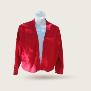 Tommy Hilfiger Red Cardigan Open Front 4 Tiny Gold Buttons at Each Wrist Size L